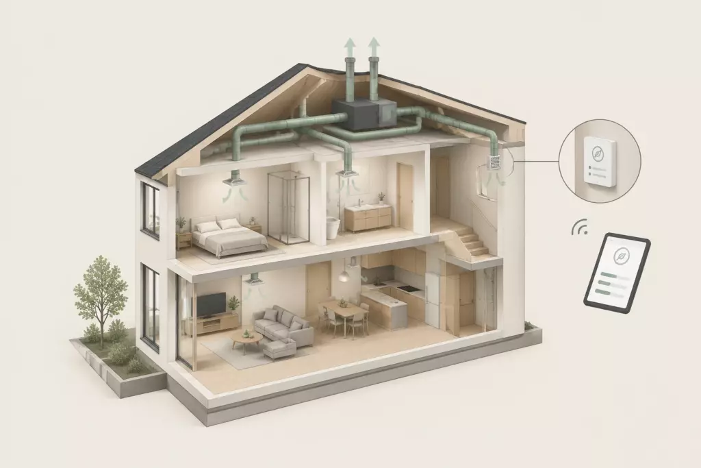 Доступная зона обслуживания вентиляционного оборудования с элементами управления